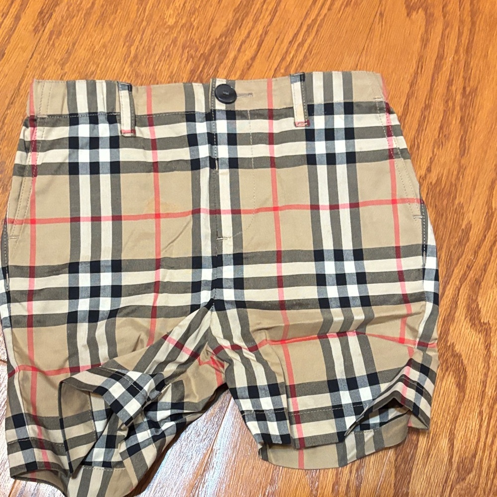 Burberry Kids Plaid Shorts - Tan, Black, Red